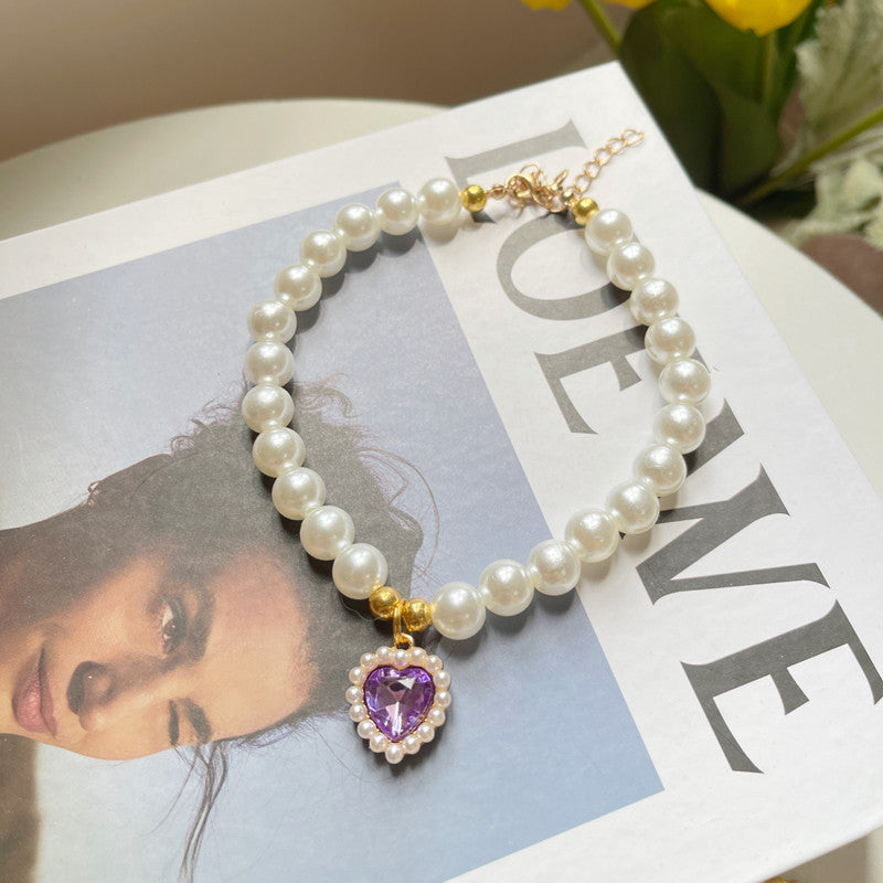 Retro Love Crystal Pendant Necklace for Pets