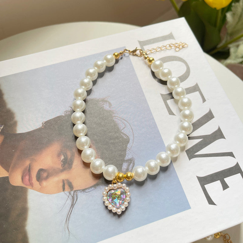 Retro Love Crystal Pendant Necklace for Pets